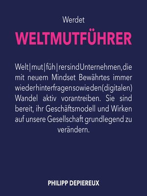 cover image of Werdet Weltmutführer